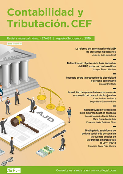 Ilustración con edificio de un banco, y diferentes motivos relacionados con Impuestos, Leyes